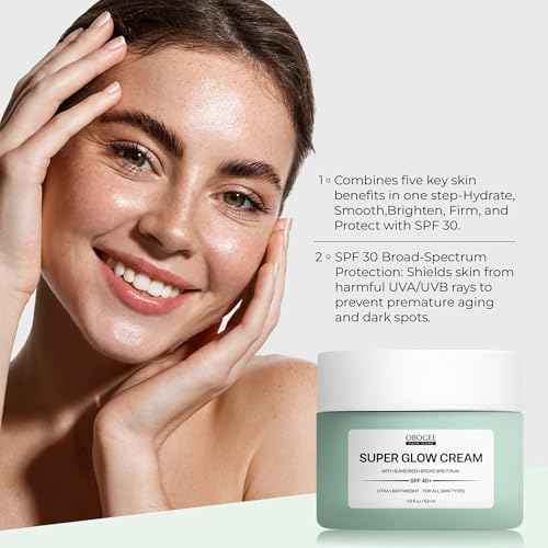 Super Glow Cream with Sunscreen SPF 40+, Lightweight Face Moisturizer with Sun Protection, 5-in-1 Skin Care Benefits 1.8 oz