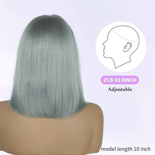 Silver Grey 13x4 Lace Front Bob Wig Brazilian Virgin Human Hair Wig Pre Plucked Hairline with Baby Hair UHD Transparent Lace Natural Looking Bleach Knots Glueless Wigs for Women 180% Density 10 Inch