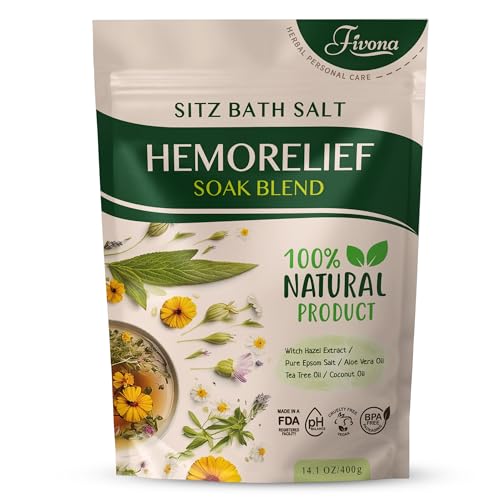 Hemorrhoid Treatment Sitz Bath Salt - Natural Soak Blend Epsom Salt with Essential Oils, Postpartum Recovery and Discomfort Relief, Perineal Care Soaking for Fissures and Bartholin Cysts - 14.1oz