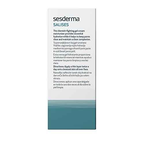 Sesderma SALISES Moisturizing Gel Cream, Acne Treatment for Oily & Combination Skin, Control Breakouts & Hydrate, 1.7 fl oz
