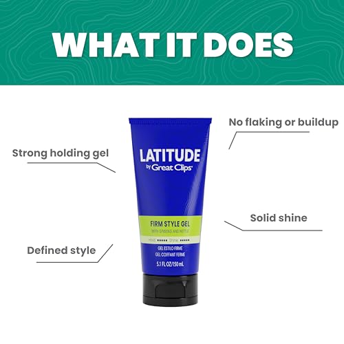 GREAT CLIPS LATITUDE Firm Style Gel | Hair Gel for Men | High Hold + High Shine | 5.1oz