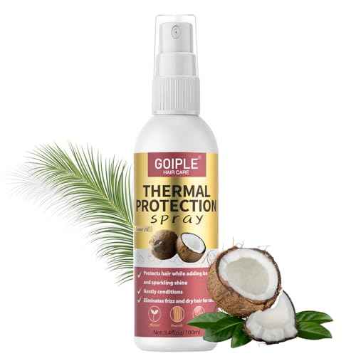 WOZUTUNT Heat Protectant Spray for Hair - Coconut- Thermal Protector Spray - Paraben & Dye Free Travel Size - 3.4fl oz