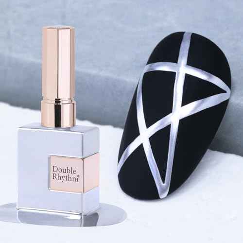 Double Rhythm 15 Ml Metallic Gel Liner Nail Art Gel Bronze Mirror Chrome Painted Drawing Stripper 3D Effect Gel Polish (Chrome Silver-L1009)