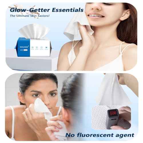 Disposable face towel. MIXUISEE thick and soft face towels. 100% cotton face cloths.facial towels 150% thickness.Remove makeup and cleansing.Suitable for sensitive skin. (Extra thick 150 pieces)