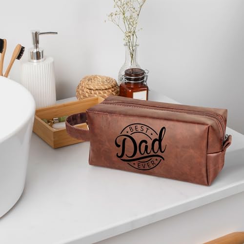 Travel Toiletry Bag for Men Travel Essentials Makeup Bag Mens Leather Toiletry Travel Bag for Toiletries Bathroom Travel Accessories Dopp kit Dad Gifts for Dad Birthday Gift Father’s Day Gifts