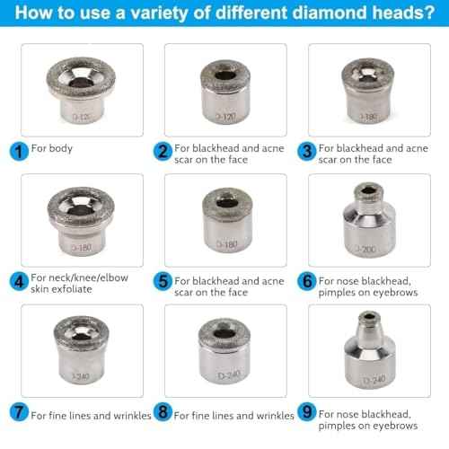 Diamond Dermabrasion Head, Microdermabrasion 9 Tips, Facial Exfoliator Tool for Home