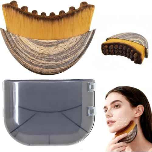 Lymphatic Contour Face Brush, Manual Lymphatic Drainage Massager, Natural Makeup Brushes with Durable Soft Bristles, Hypoallergenic Ergonomic Facial Cleansing Brush for Sculpting