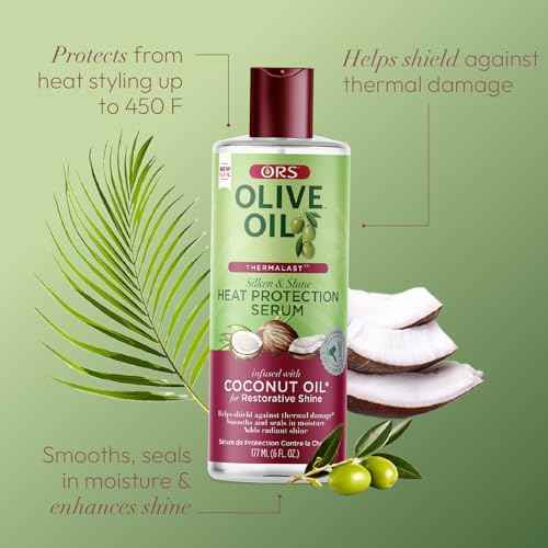 ORS Olive Oil Heat Protection Hair Serum infused with Coconut Oil for Restorative Shine 6.0 Ounce (Pack of 3)