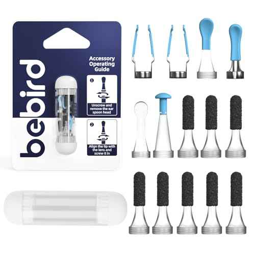 BEBIRD Official Original Accessory Only for Earsight Plus or R1 Ultra- 14 PCS Replacement Tip for Wet/Dry Wax Cleaning - Ear Spoons Accessories Set (New Spiral Structure!)