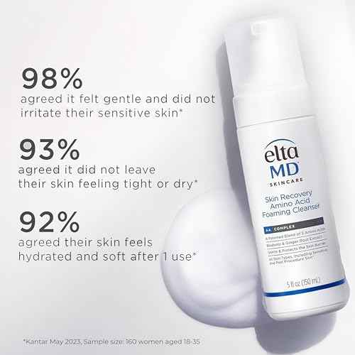 EltaMD Skin Recovery Amino Acid Foaming Cleanser, Gentle Face Cleanser for Sensitive Skin, Proven to Gently Remove Makeup and Sunscreen,Fragrance Free and Noncomedogenic, Foaming Face Wash, 5 oz