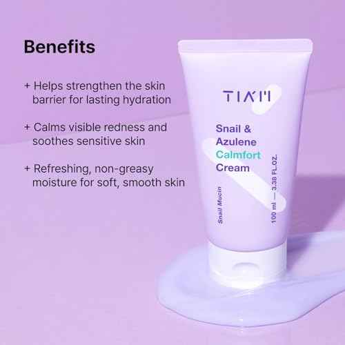 TIA'M Snail & Azulene Calmfort Cream, 3.38 fl oz, 92% Snail Mucin, Lightweight Calming & Moisturizing Cream for Soft, Glass Skin, Korean Skin Care, Day & Night Moisturizer Face Cream
