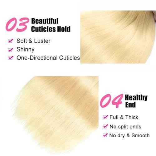613 Blonde 3 Bundles Human Hair Straight 613 Human Hair 3 Bundles Double Weft 613 Blonde100% 12A Unprocessed Virgin 14 14 14 inch11oz/Pak