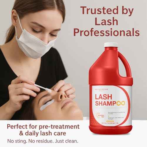 ISLA & FONTANE Lash Shampoo ? Nourish Red 64 fl oz | Strengthening Lash Foam Cleanser for Extensions | Biotin & Keratin Lash Care | Lash Shampoo Bulk for Salon Use & Home Use