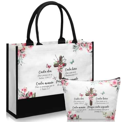 Aliceset 2 Pcs Christmas Christian Gifts for Women Spanish Inspirational Religious Gifts for Women Reusable Grocery Bags