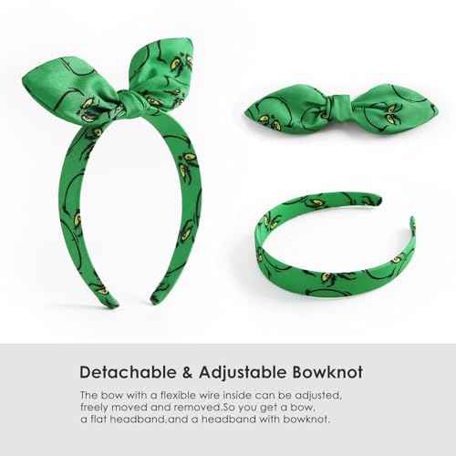 Christmas Knotted Bow Headband for Women Monster Headwear Trip Hair Accessories Green
