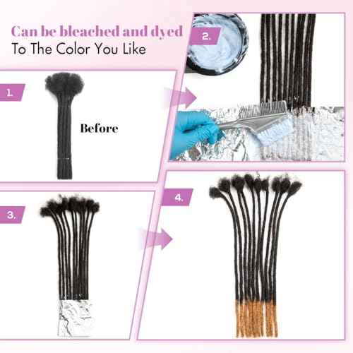 16 inch 50 Strands Loc Extensions Human Hair, 0.4cm Width 100% Human Hair Dreadlock Extensions for Men/Women, Can be Dyed Soft Dreads Extensions,613#Blonde