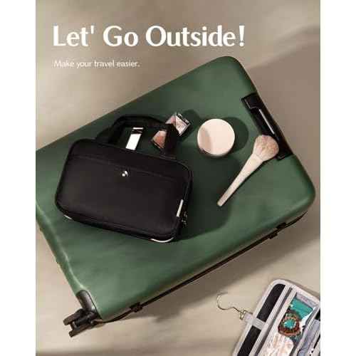 Travel Hanging Toiletry Bag for Women - Waterproof Cosmetic Organizer with Clear Window, Lightweight Bathroom Bags for Essentials, Makeup, Shampoo, Toiletries Black, Medium