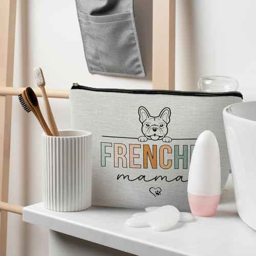 French Bulldog Gifts for Women, Frenchie Gifts for French Bulldog Lover, Dog Mama Makeup Bag Cosmetic Pouch