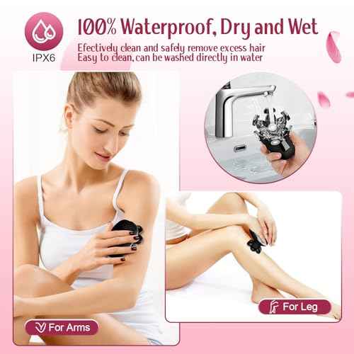 Electric Razors for Women,7D Gifts for Women,Cordless Electric Shaver with Detachable Head Wet/Dry Facial Hair Remover for Legs Painless Water Resistant (Black)