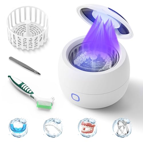 2025 Ultrasonic Retainer Cleaner Machine ? 45kHz Retainer Cleaner for Night Guards, Mouth Guards, Dentures ? 24W Dental Ultrasonic Cleaner with 4 Modes, 200ML ? Great Gift for Braces Users