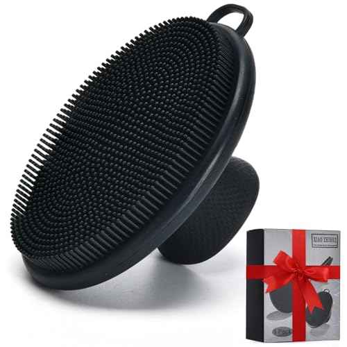 Face Scrubber,Silicone Face Scrubber for Men Women,Third Generation Upgraded 1262 Soft Bristle Manual Cleansing Brushes,Suitable for All Skin Types,face exfoliating Cleaning Brush (Black) (Large)