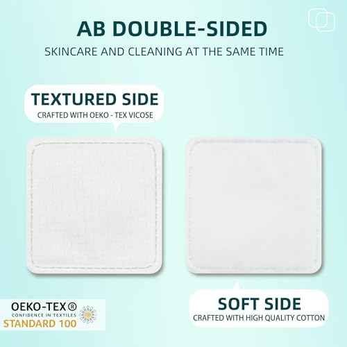 Premium Exfoliating Cotton Pads (120 Count) - 100% Cotton, Extra-Soft and Lint-Free, Durable Squares for Facial, Lip, and Eye Makeup Removal
