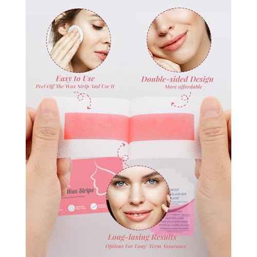 40PCS Facial Wax Strips for Hair Removal, Facial Hair Removal for Women, Waxing Kit for Women's Face, Bikini, Chest, Body, Arms, Legs, Back | 40ct Waxing Strips & 4 calming Oil Wipes