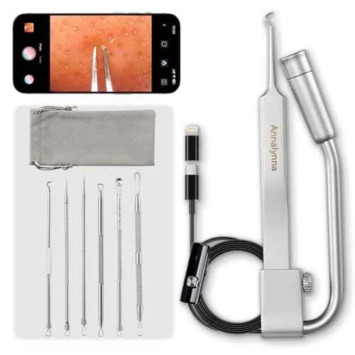 Luma 1 Visual Blackhead Remover Tweezers with Camera - Pimple Popper Tool with Camera 20x Magnification, 1080P, 8 LED Lights, with Blackhead Remover Pimple Popper Tool Kit (6 Piece Kit)