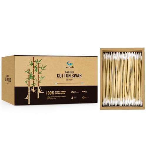 Gun Cleaning Swabs, Double-Ended 6'' Pointed Tip, Biodegradable Bamboo Cotton Buds 500 Count
