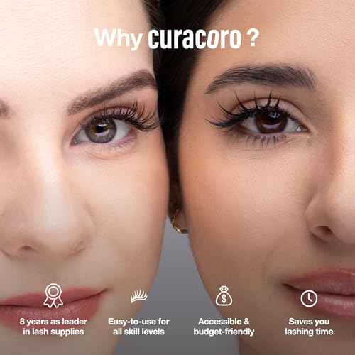Curacoro Promade Mix 1500 Fans - Handmade Volume Eyelashes, Multi Selections From 5D To 12D, C CC D Curl, Thickness 0.03~0.1 mm, 9-18mm Length, Long Lasting & Easy Application (8D-0.05 CC, 9-14mm)