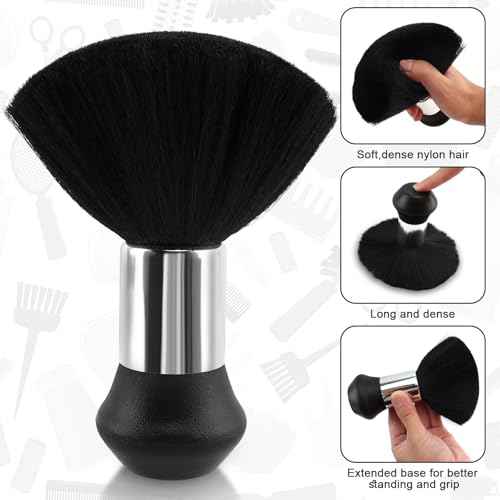 NICEMOVIC Hair Cutting Barber Cape with Neck Duster Brush and Barber Brush, Professional Barber Accessories Cleaning Supplies for Salon Haircut Styling- Leopard Print