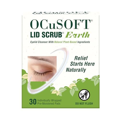 OCuSOFT Lid Scrub Earth Eyelid Cleanser, Pre-Moistened Eyelid Wipes for Mild to Moderate Conditions, Eyelid Cleanser with Natural Plant-Based Ingredients, 30 Count