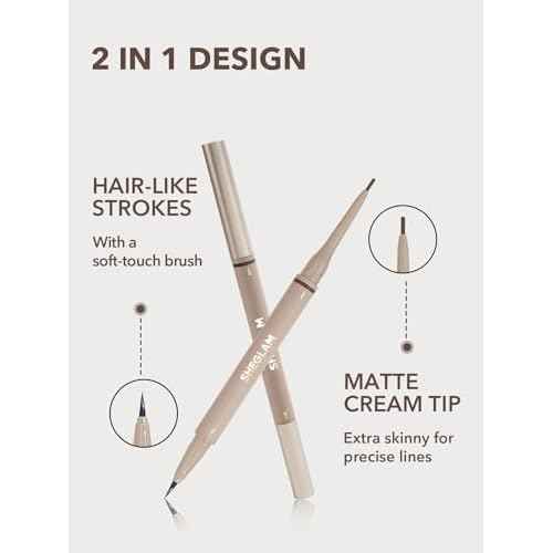 SHEGLAM Dual-Sided Eyebrow Pencils Cream Waterproof Long Lasting Eye brow Pen Makeup - Chocolate