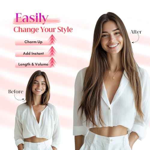 Rich Choices 100% Real Human Halo Hair Extensions for Women Remy Halo Extension Invisible Wire Hairpiece Clip in One Piece Hairpiece Upgrade Adds Weight 65g 12 Inch #4 Medium Brown