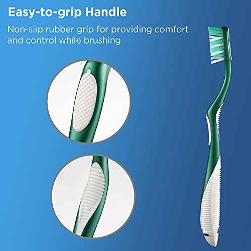Extra Firm Toothbrushes with Covers for Adults, Cross Extra Hard Bristles, with Built in Tongue Scraper, 6 Count