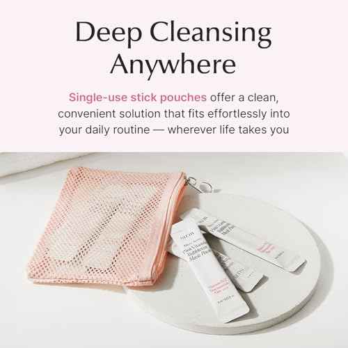 SU:M Micro-Active Pink Vitamin Bubbletox Mask Pack (0.13 fl oz x 14ea) - Korean Skincare ? Deep pore cleansing, hydration with Fermented Pink Vitamin 12, Hibiscus, Kaolin & Bentonite