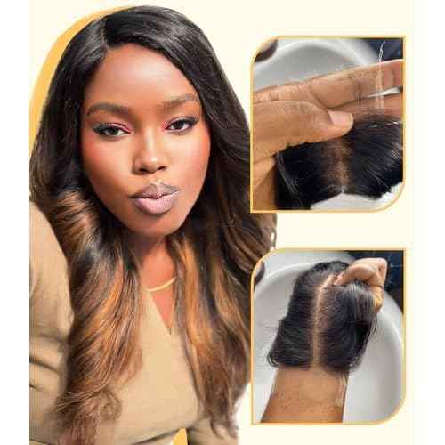 Mlip 5x5 HD Lace Closure Body Wave, 0.10mm Ultra Thin Invisible Swiss Lace, Skinlike Real HD Lace Melt into Skin Perfectly, Pre-plucked Natural Hairline, Raw Indian Human Hair 18 Inch Highlight Color