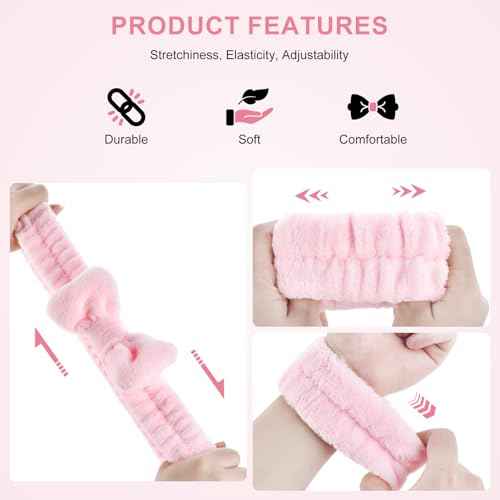 6Pack Headbands and Wristband Set for Washing Face, Spa Skincare Makeup Headband, wrist bands and hair band for face wash, for Women and Teen Girl skincare tools Gifts