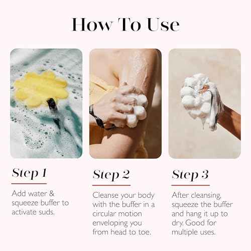 Spongelle Grapefruit Cassis Wild Flower Loofah Buffer with Box | Bath & Shower Loofah for Women | Body Scrubber Exfoliator with Body Wash Infused Sponge | 14+ uses | Zesty Grapefruit, Cassis & Vanilla