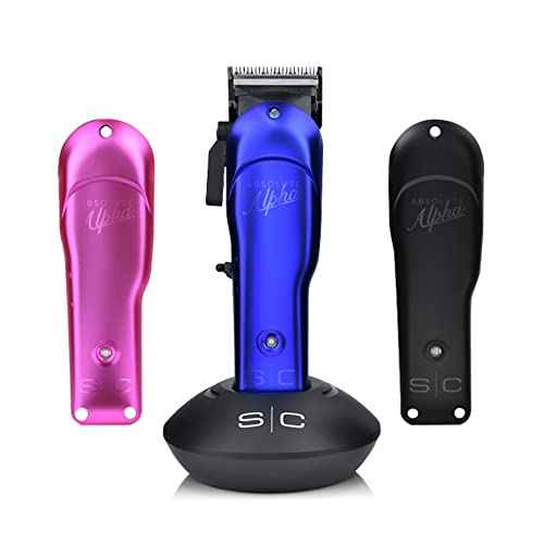 StyleCraft Absolute Alpha Professional Modular Cordless Hair Clipper, 3 Modular Lids, Black Diamond Carbon Faper Blade, USB, Charging Stand