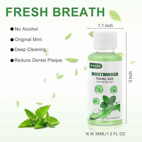 Travel Size Mouthwash Bulk Mini Fresh Mint Portable Mouthwash Individual Bottles 35ml/1.2fl oz for Travel Toiletry Kits (100)