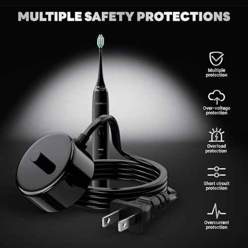 Electric Toothbrush Charger Base Compatible with AquaSonic Black/Vibe Series Tooth Brushes Replacement Waterproof Battery Charging Stand Power Adapter - Black