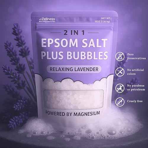 Epsom Salt Plus Bubbles ? Lavender Scented Foaming Bath Soak ? Magnesium Sulfate for Muscle Recovery, Stress Relief & Relaxation ? Great for Aromatherapy ? 12 oz