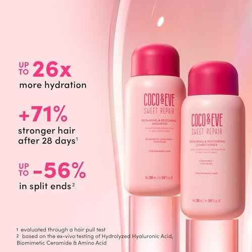Coco & Eve Repair & Restore Shampoo & Conditioner Bundle. Hydrating & Strengthening Set for Damaged, Color Treated Hair. Deeply Nourish, Reduce Split Ends & Breakage for Healthy Hair. (18.94 Fl Oz)