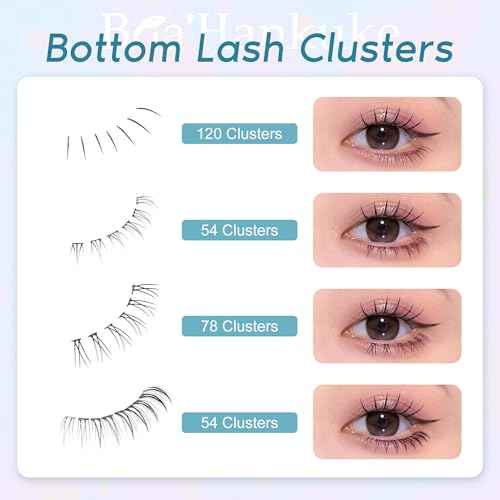 Bottom Lashes Natural 0.07mm Thickness Bottom Lash Clusters Wispy Bottom Eyelashes 306PCS 4 Styles Bottom Lash Extensions by Boahankuke, Black