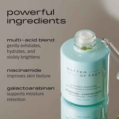 MATTER OF FACT Resurfacing + Hydrating Serum, Multi-Acid Blend with Niacinamide for Deep Hydration, Refined Texture and Clarity, 30mL / 1.0 Fl Oz