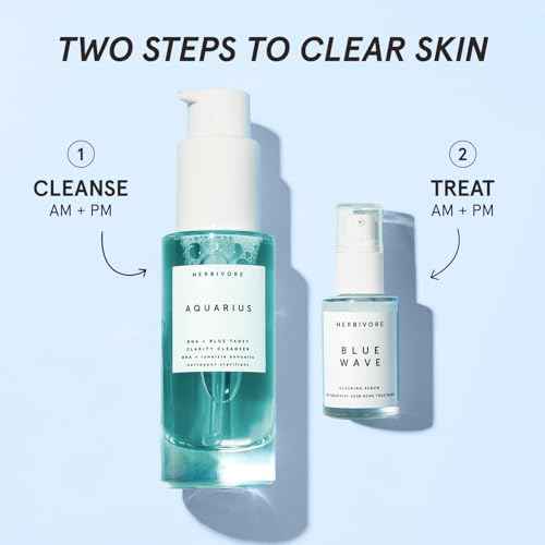 HERBIVORE Blue Besties Duo ? 2-Step Treatment for Acne-Prone Skin, Aquarius Cleanser (50 mL) & Blue Wave Serum (10 mL), Plant-Based, Vegan, Cruelty-Free