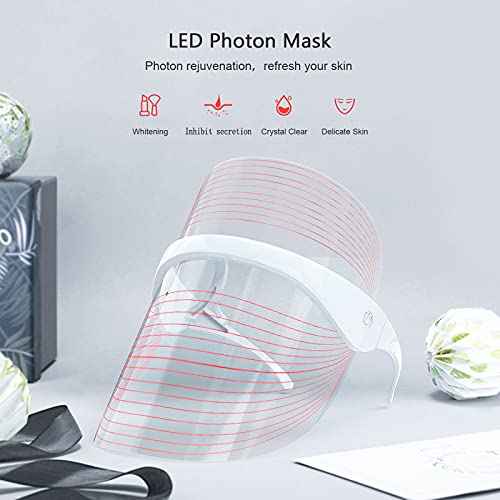 NUFR LED Light Facial Mask, 3 Colors Light Facial Photon Beauty Device for Facial Rejuvenation, Anti Aging