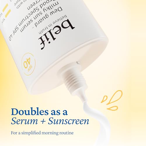 belif Milky Niacinamide Sunscreen SPF 40 ? Lightweight & Invisible Sun Serum for Face with 7 Types of Hyaluronic Acid | No White Cast, Non-Comedogenic, Hydrating, Makeup-Gripping Primer (1.69 fl.oz)
