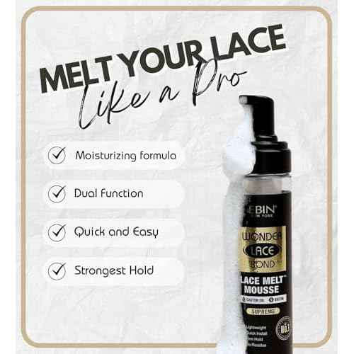 EBIN NEW YORK Wonder Lace Bond Melt Mousse 8.5oz/250ml- Extreme Firm Hold (Supreme) | Biotin + Castor Oil | No Residue, Long Lasting Formula with Protecting Edges, Gives Undetectable and Natural Look